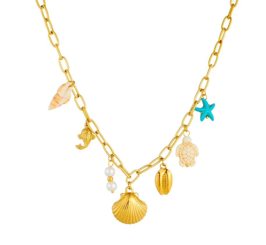 vergoldete Halskette mit Anhängern