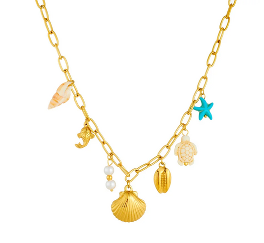 vergoldete Halskette mit Anhängern