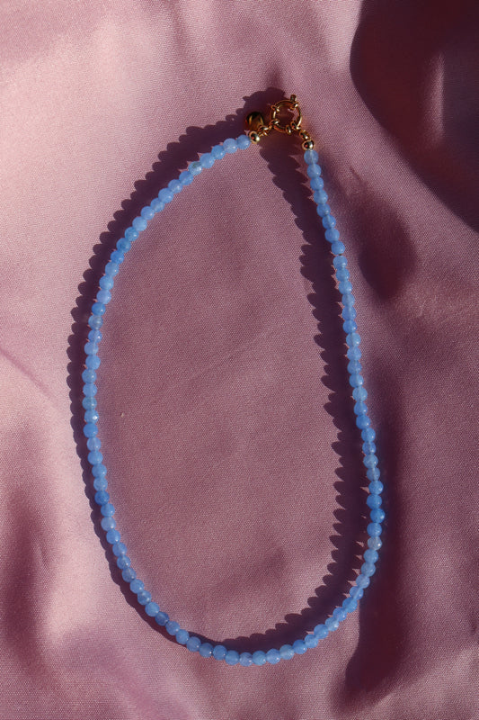 Edelsteinperlen Kette Taubenblau