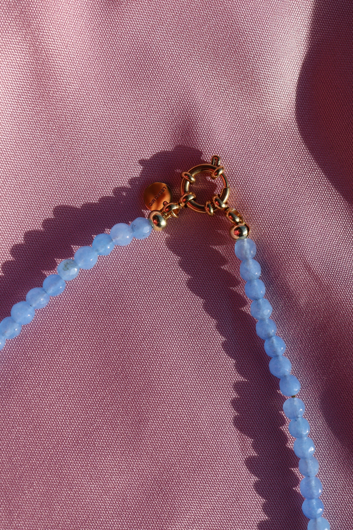 Edelsteinperlen Kette Taubenblau