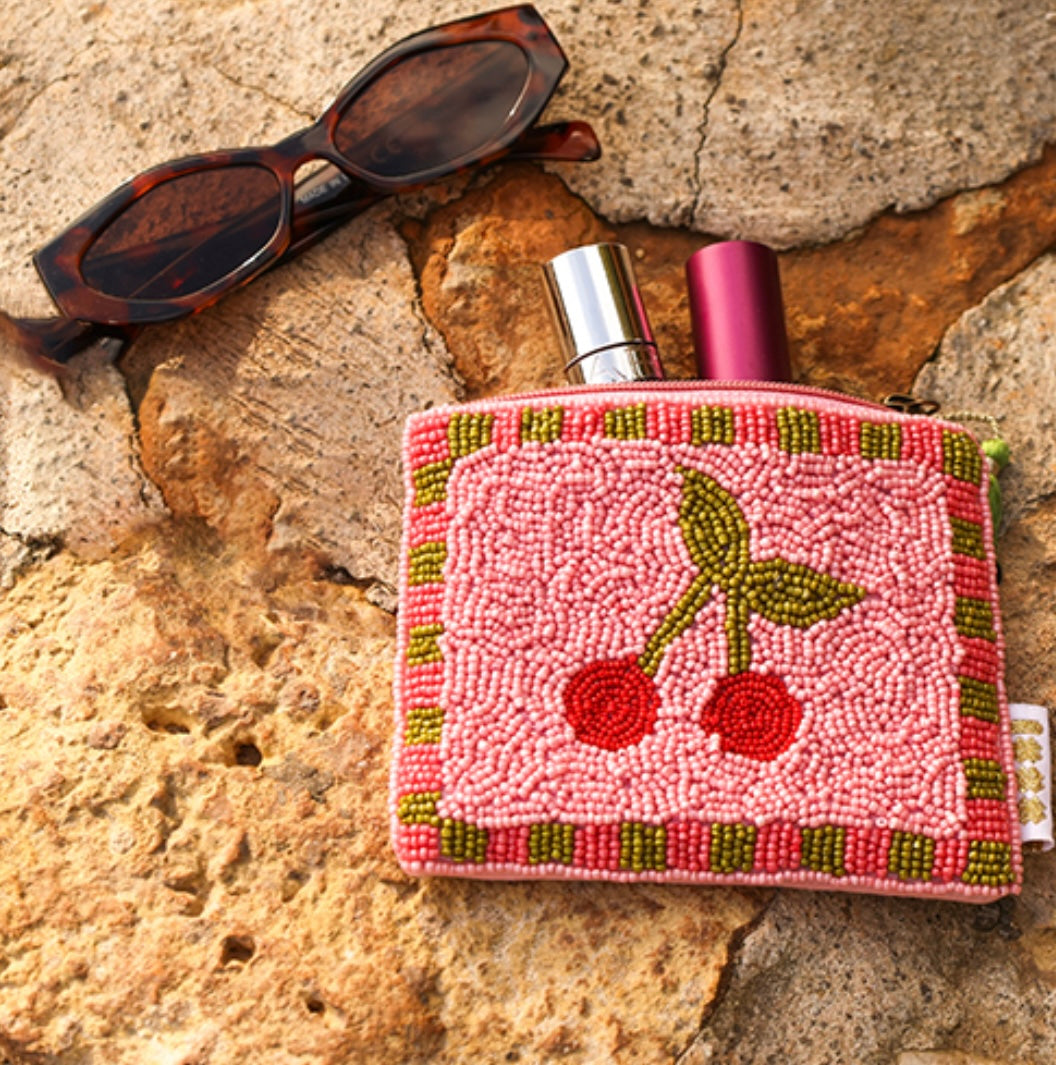 Perlen Täschchen Kirsche